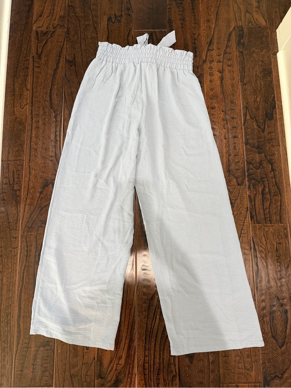 NWT Paperbag-Waist Wide Leg Pants with Tie Belt - Light Blue - Picture 5 of 5